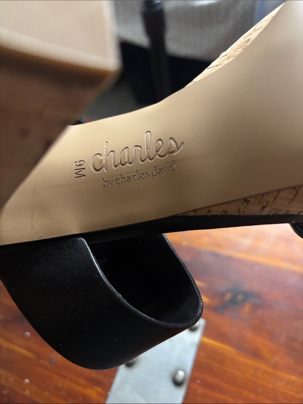 Charles by Charles David Black Double-Strap Open-Toe Slide Heels - Picture 6 of 9